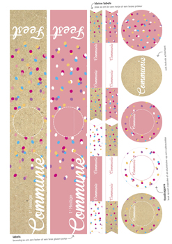 printable communie 'confetti meisje' - labels